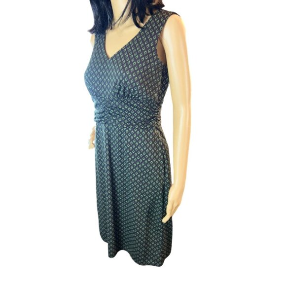 LOFT Petites Sleeveless Geo Print Dress in Brown/Green Size 6P - Picture 3 of 9
